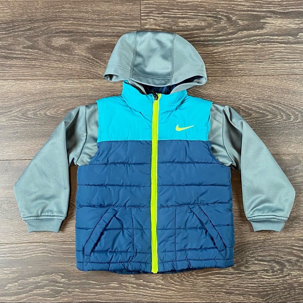 Nike Sportswear Boys Activewear Full Zip Puffer Vest Outdoor Gray Hoodie Size 3T